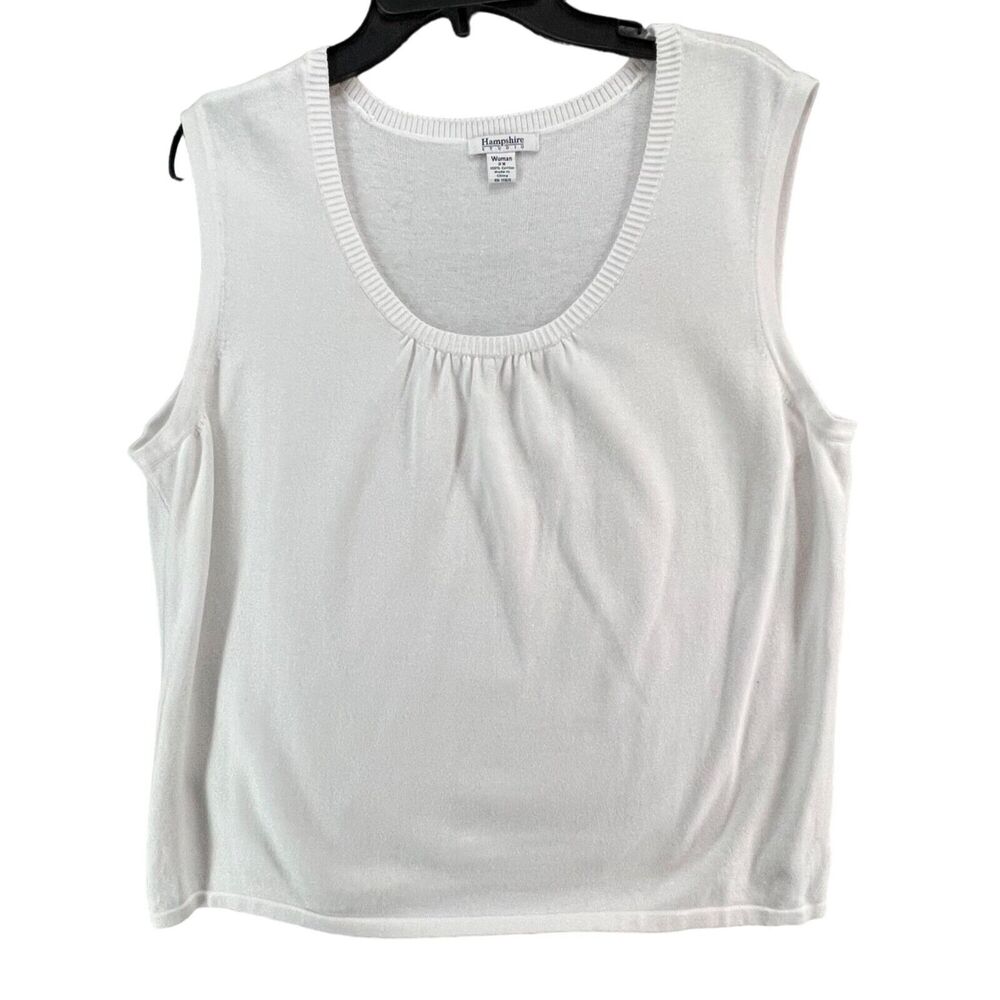 Hampshire Studio Tank Top Womens Size 2X White Scoop Neck Coastal Casual Comfort